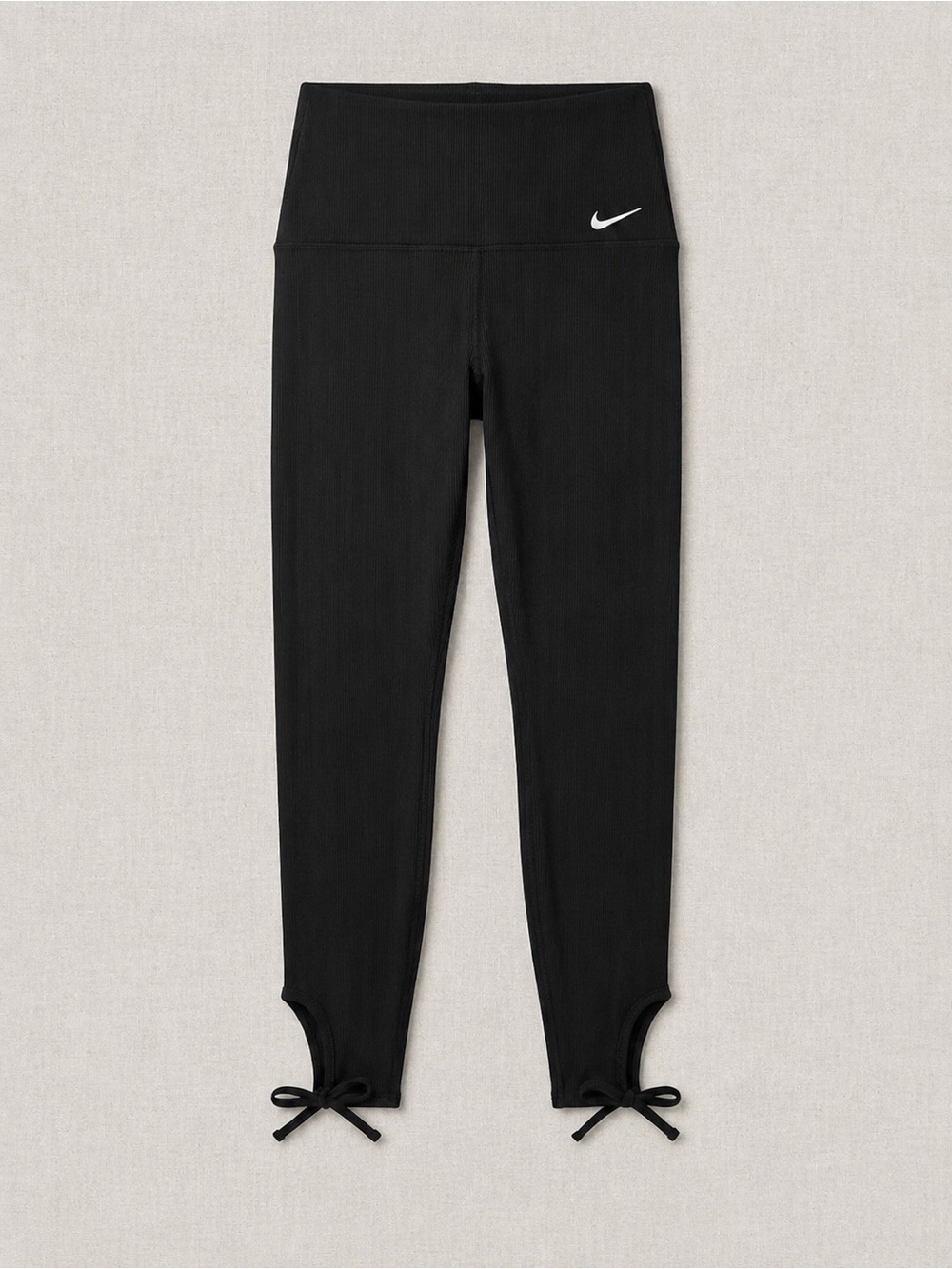 Nike Black Ribbed Tights with Ankle Bow